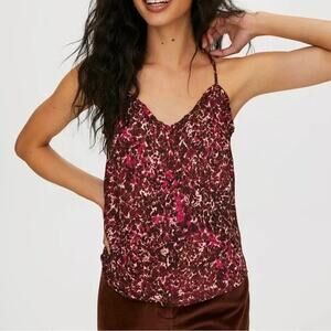WILFRED Aritzia Satin Ruffle Multicolour Camisole Top Sz Small
